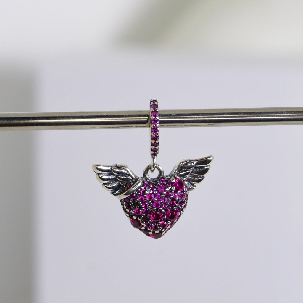 Charm Corazon Angel Rosa
