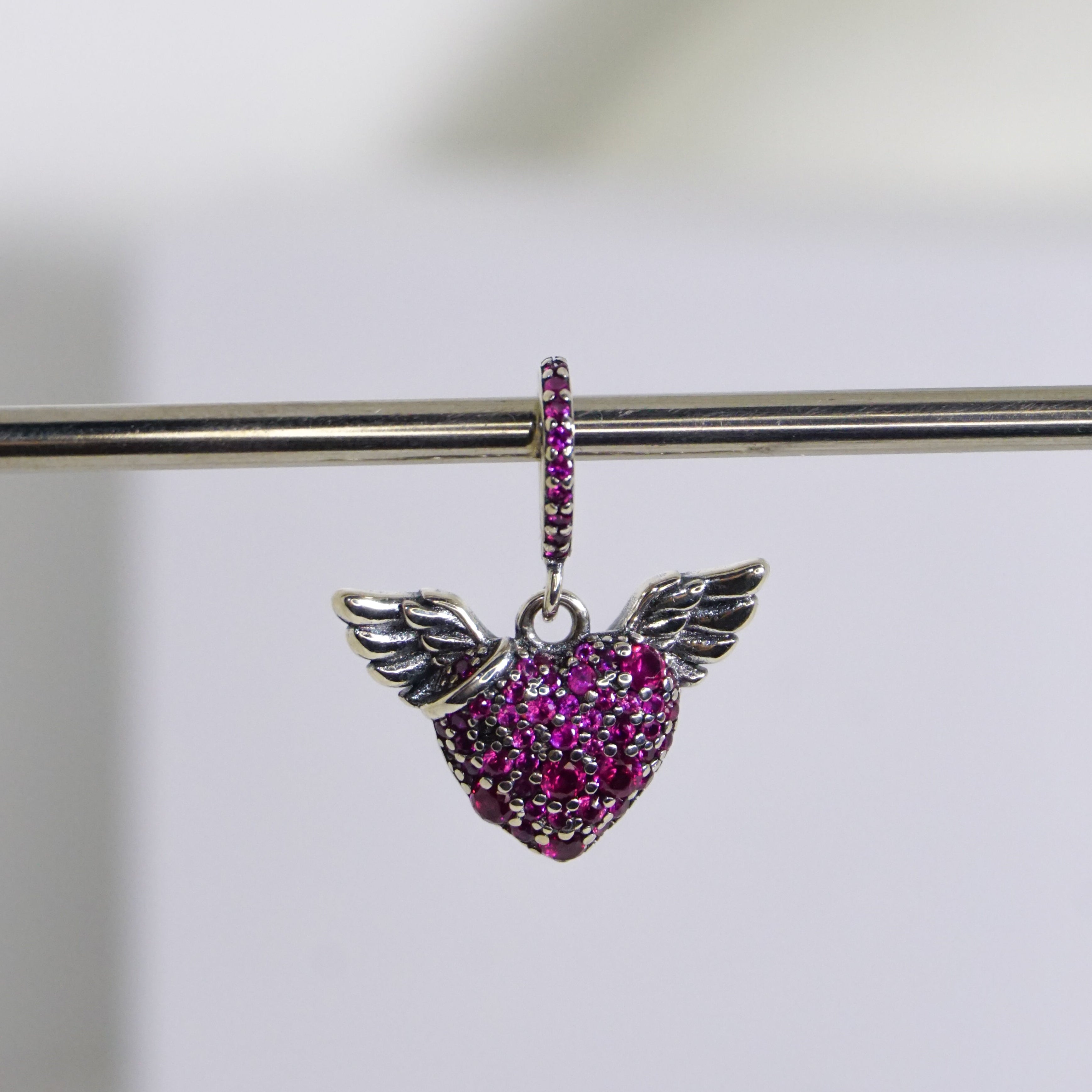 Charm Corazon Angel Rosa